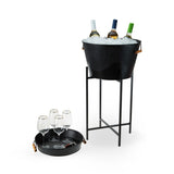 Beverage Tub with Stand & Tray in Black