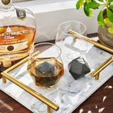 Seneca Crystal Faceted Tumbler & Hexagonal Basalt Stone Set, Set of 4