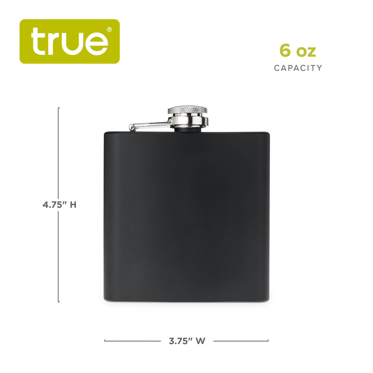 Trueflask 6 oz Stainless Steel Flask in Matte Black