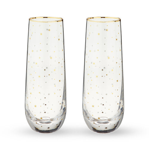 Starlight Stemless Champagne Flutes, Set of 2