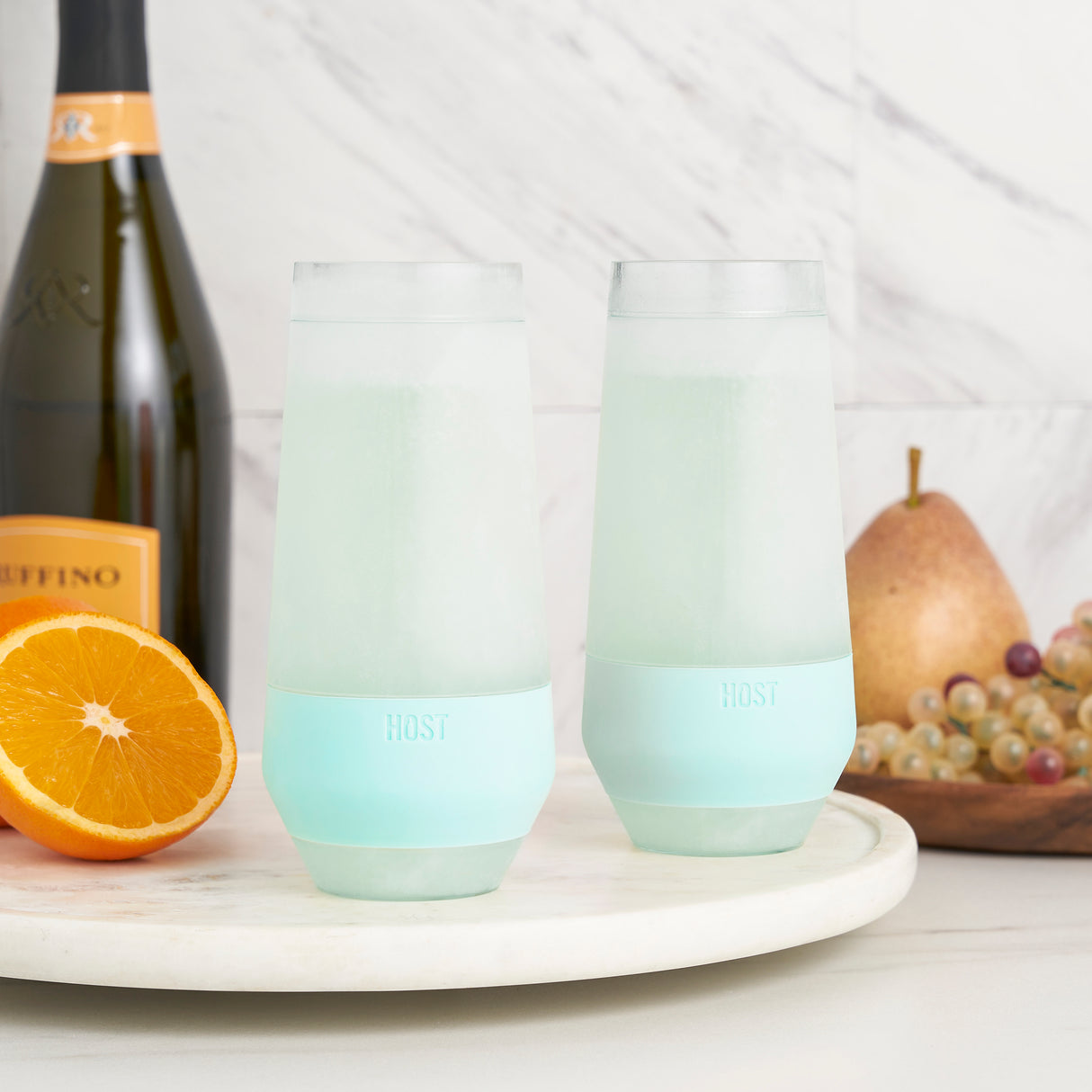 Champagne FREEZE Cooling Cup in Tinted Seafoam, Set of 2