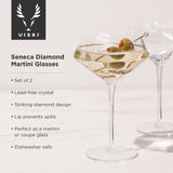 Seneca Crystal Diamond Martini Glasses, Set of 2