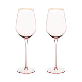 Rose Crystal White Wine Glasses, Set of 2