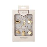 Cat Wine Charms in Gold, Set of 6