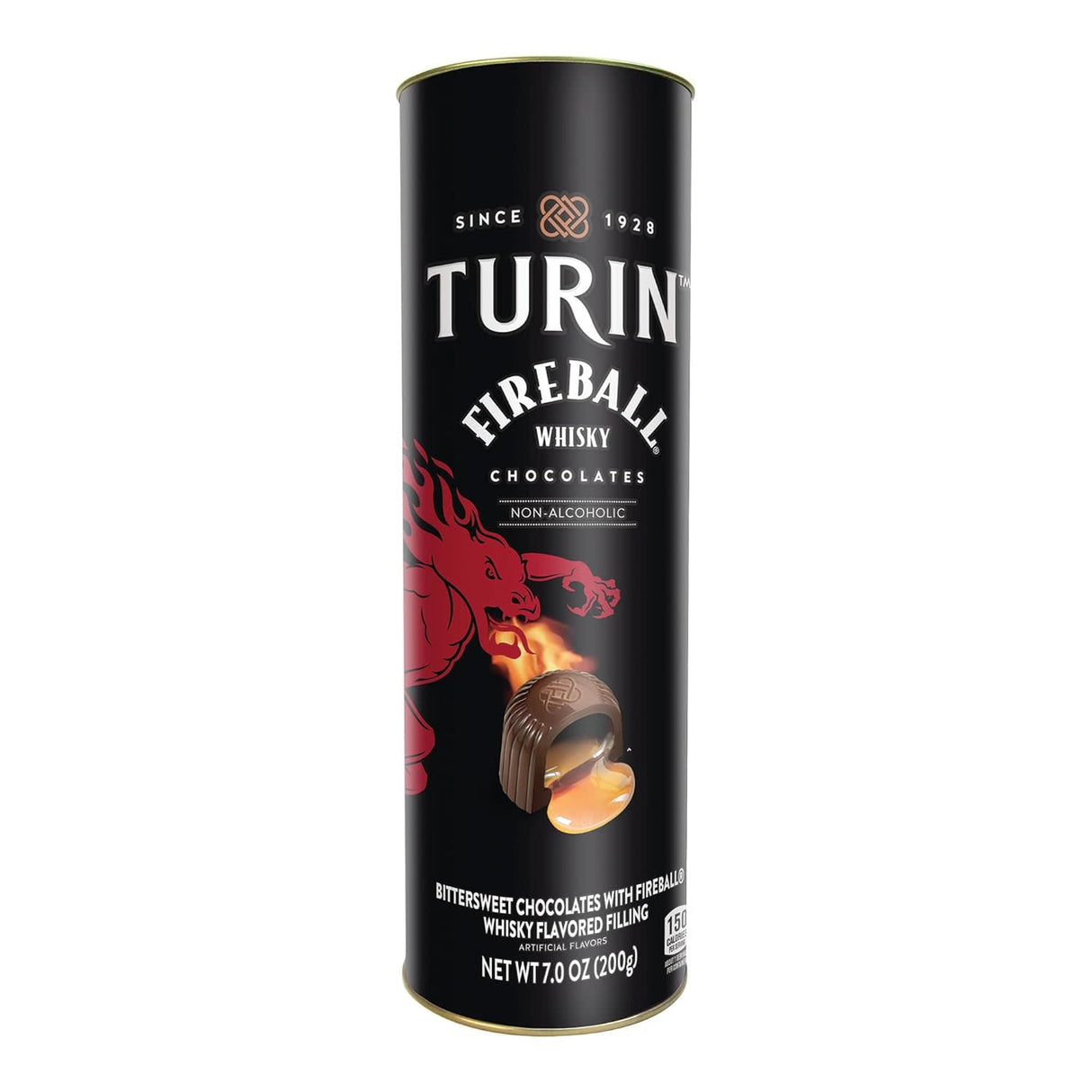 Turin Non-Alcoholic Fireball Liqueur Chocolate Tube, 7 oz