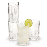 Deco Beau Crystal Highball Glasses, Set of 4