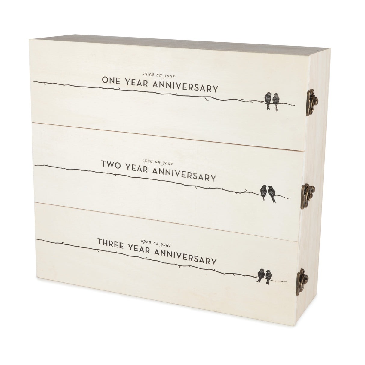 Newlywed's Anniversary 3-Bottle Wooden Wine Box