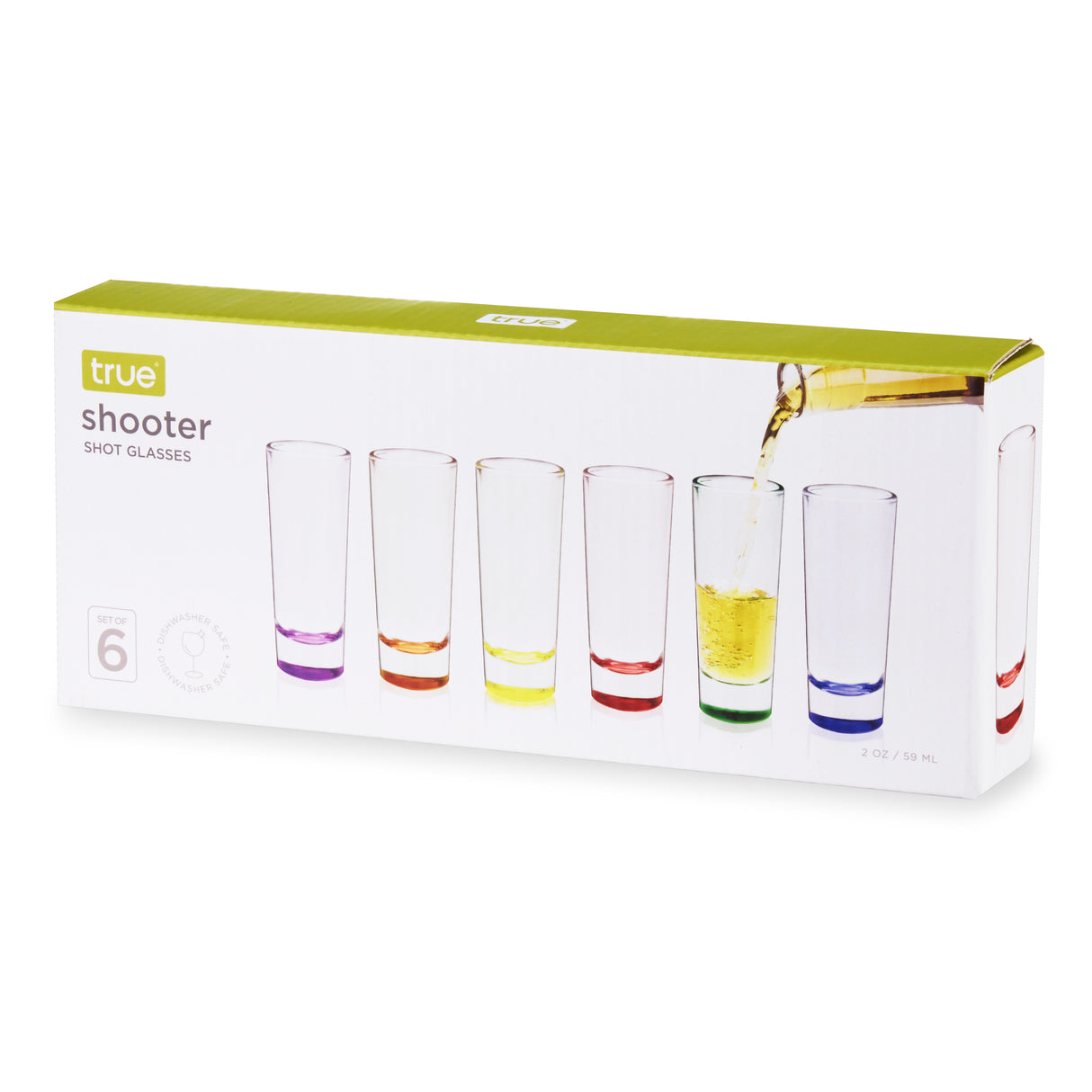 Shooter 2 oz Shot Glasses in Assorted Colors, Set of 6