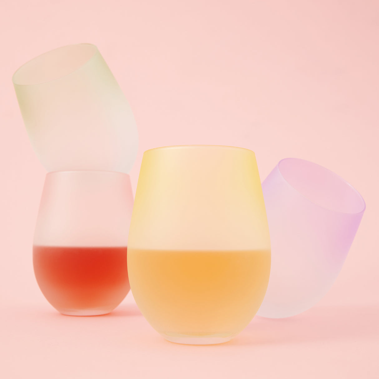 Frosted Ombre Stemless Wine Tumbler in Assorted Colors, Set of 4