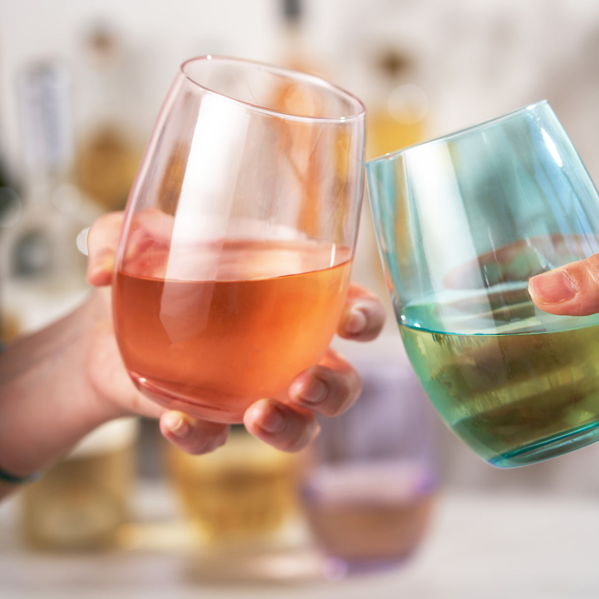 Vino Stemless Wine Glasses in Assorted Colors, Set of 4