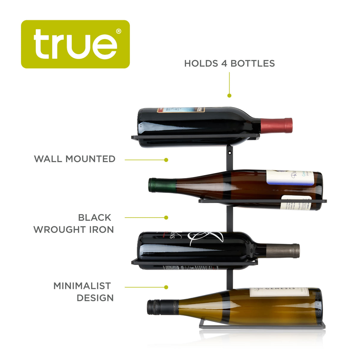 Wall Mounted 4-Bottle Wine Rack