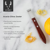 Viski Professional Citrus Zester with Acacia Wood Handle