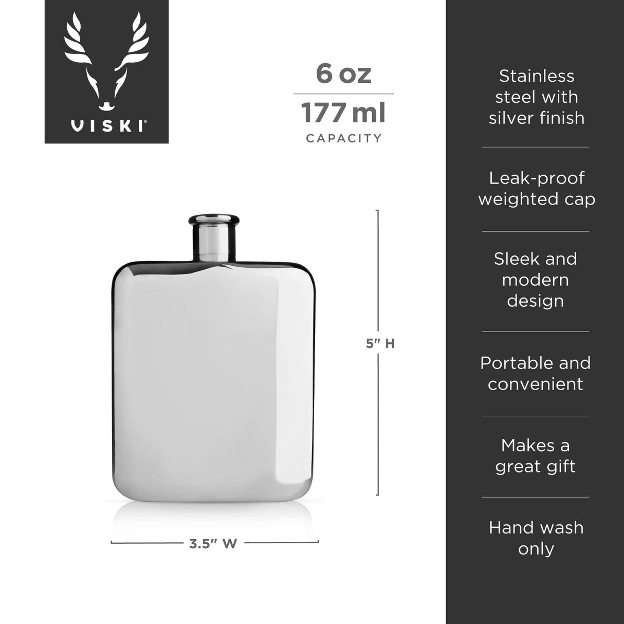 Harrison 6 oz Flask in Stainless Steel