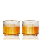 Meridian Crystal Gold Rimmed Lowball Tumblers, Set of 2