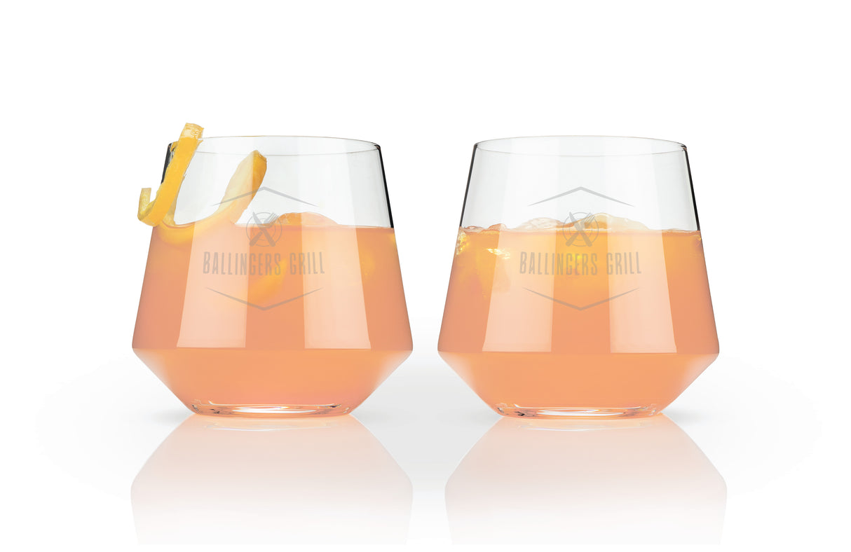 Raye Crystal Angled Cocktail Tumblers, Set of 2