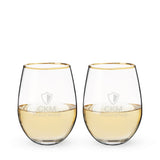 Gilded Stemless Wine Glasses, Set of 2