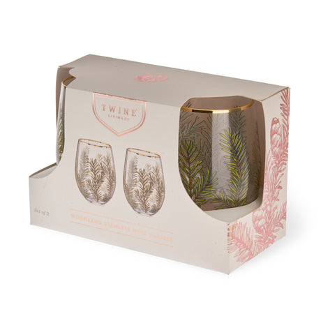 Woodland Stemless Wine Glasses, Set of 2