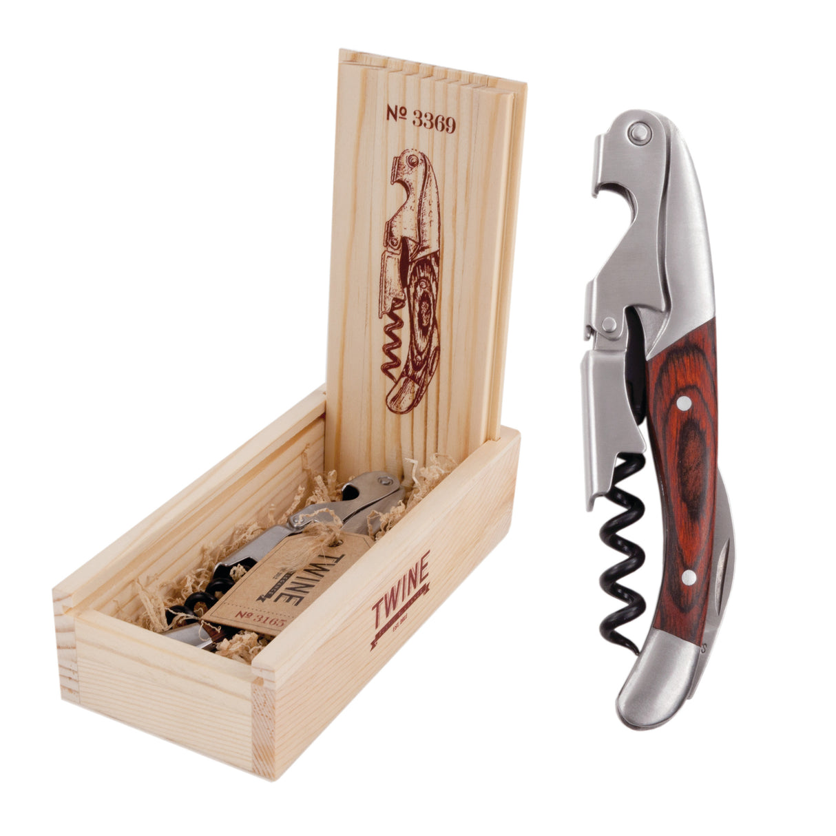 Wooden Handled Double-Hinged Corkscrew in Gift Box