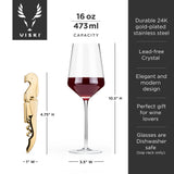 Raye Crystal Angled Bordeaux Glasses & Corkscrew Gift Box, Set of 3