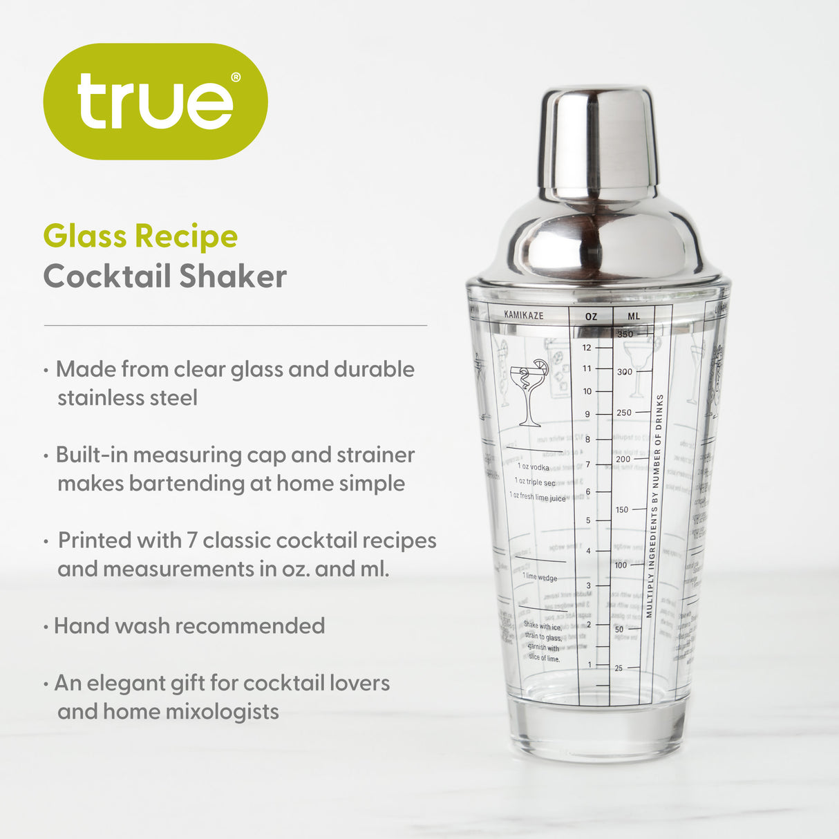 Glass Recipe Cocktail Shaker