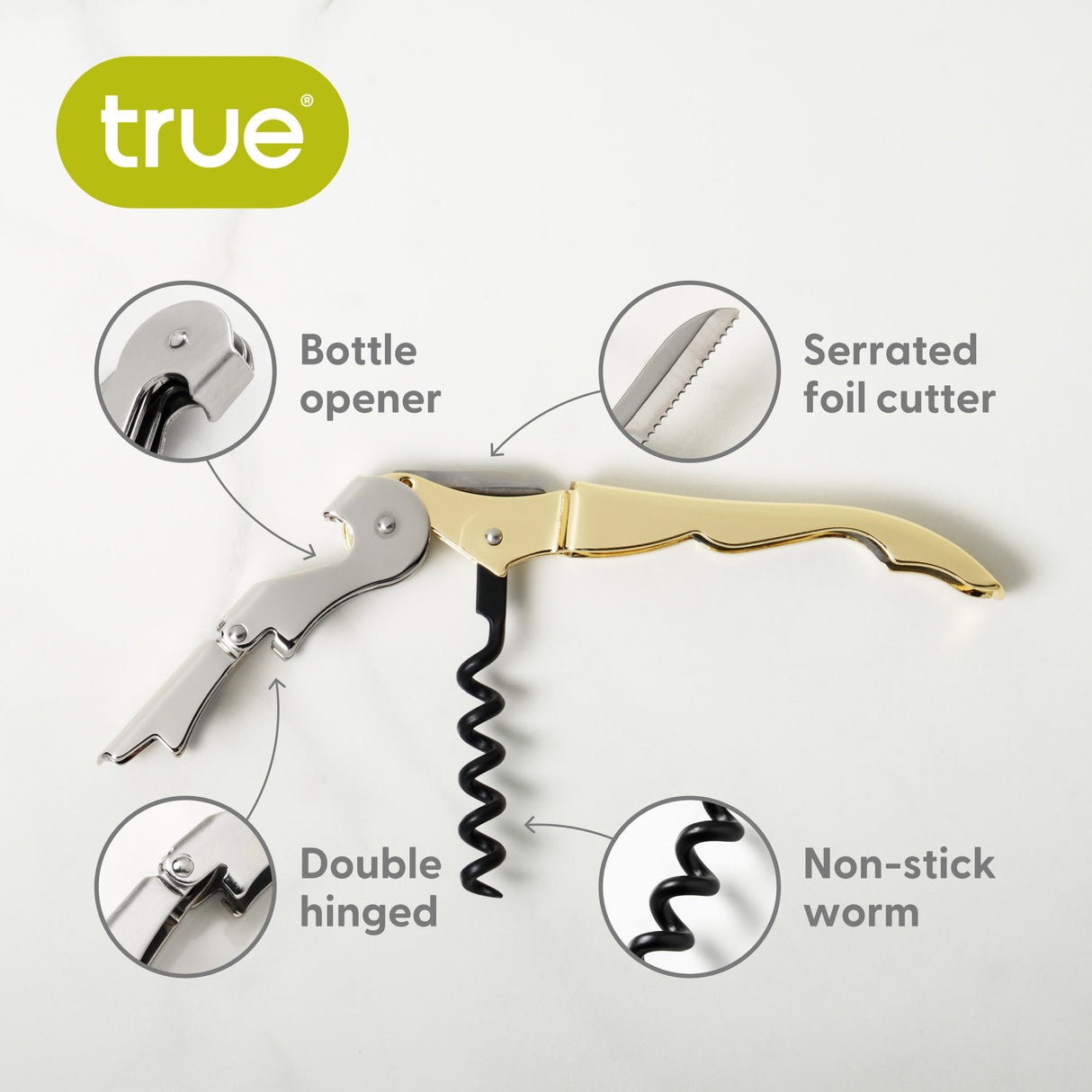 Truetap Waiter's Corkscrew in Gold