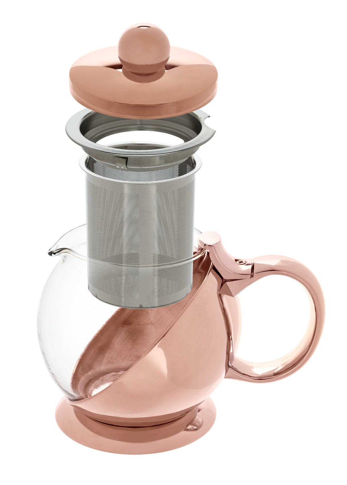 Shelby Glass and Rose Gold Wrapped Teapot