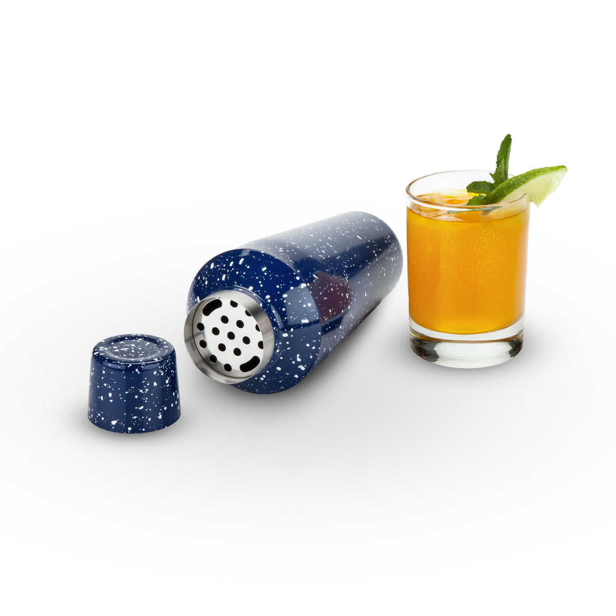 Enamel Cocktail Shaker and Jigger Set