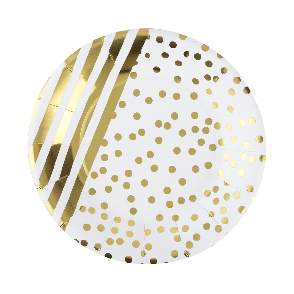 Gold Striped and Dot Paper Plates, Set of 8