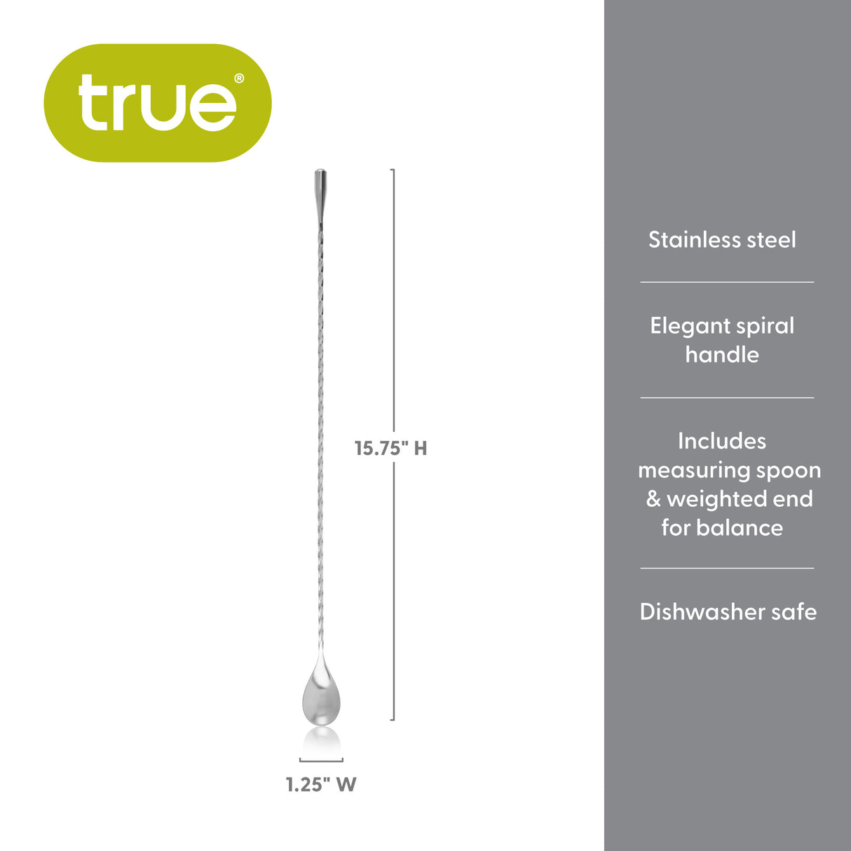 Twist Professional Weighted Bar Spoon in Stainless Steel