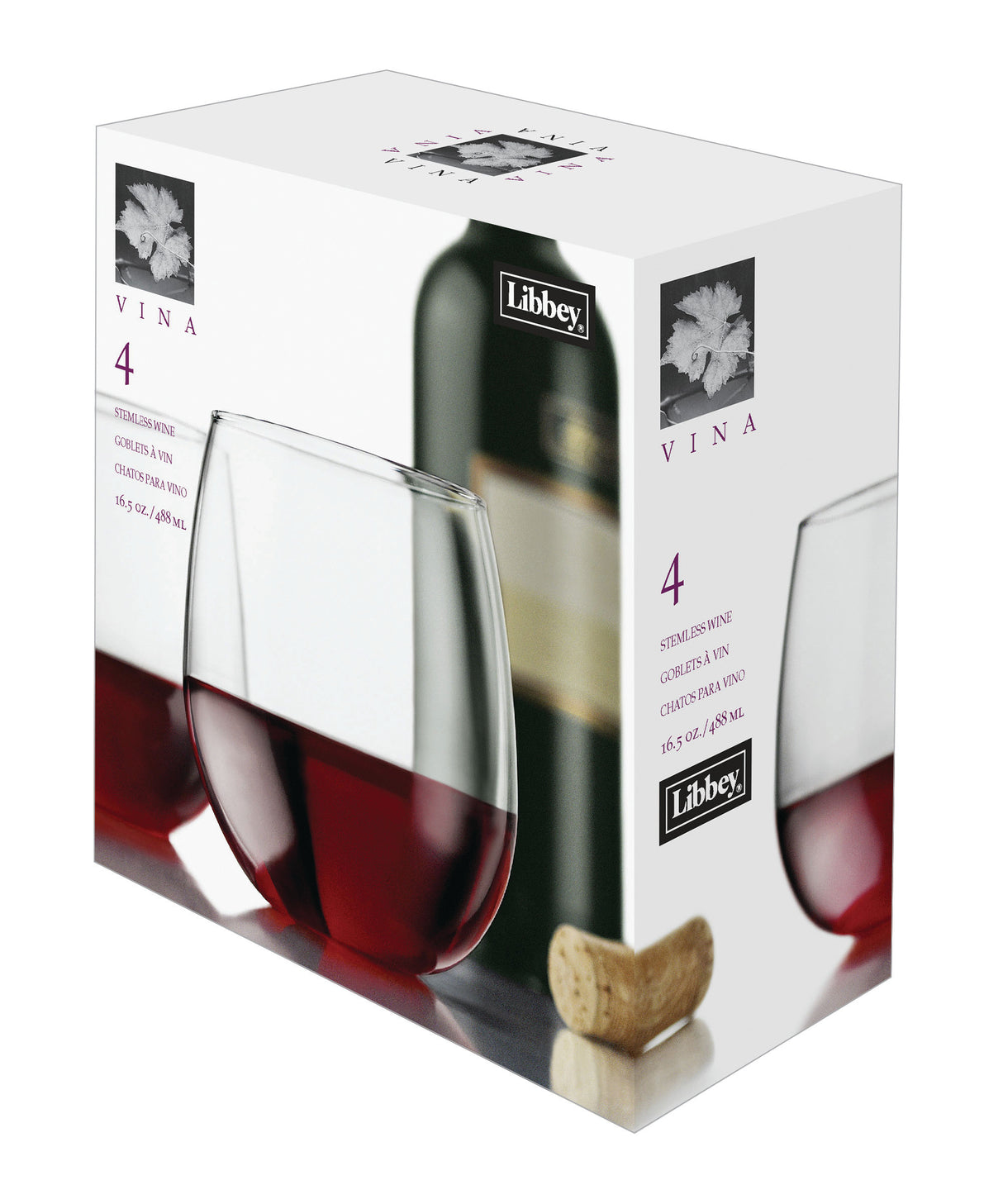 Libbey Vina Stemless Red Wine Glasses, Set of 4