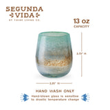 Segunda Vida Playa Bonita Recycled Stemless Wine Glasses, Set of 2