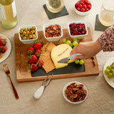 Acacia Wood & Slate Cheese Board Set with Ceramic Bowls