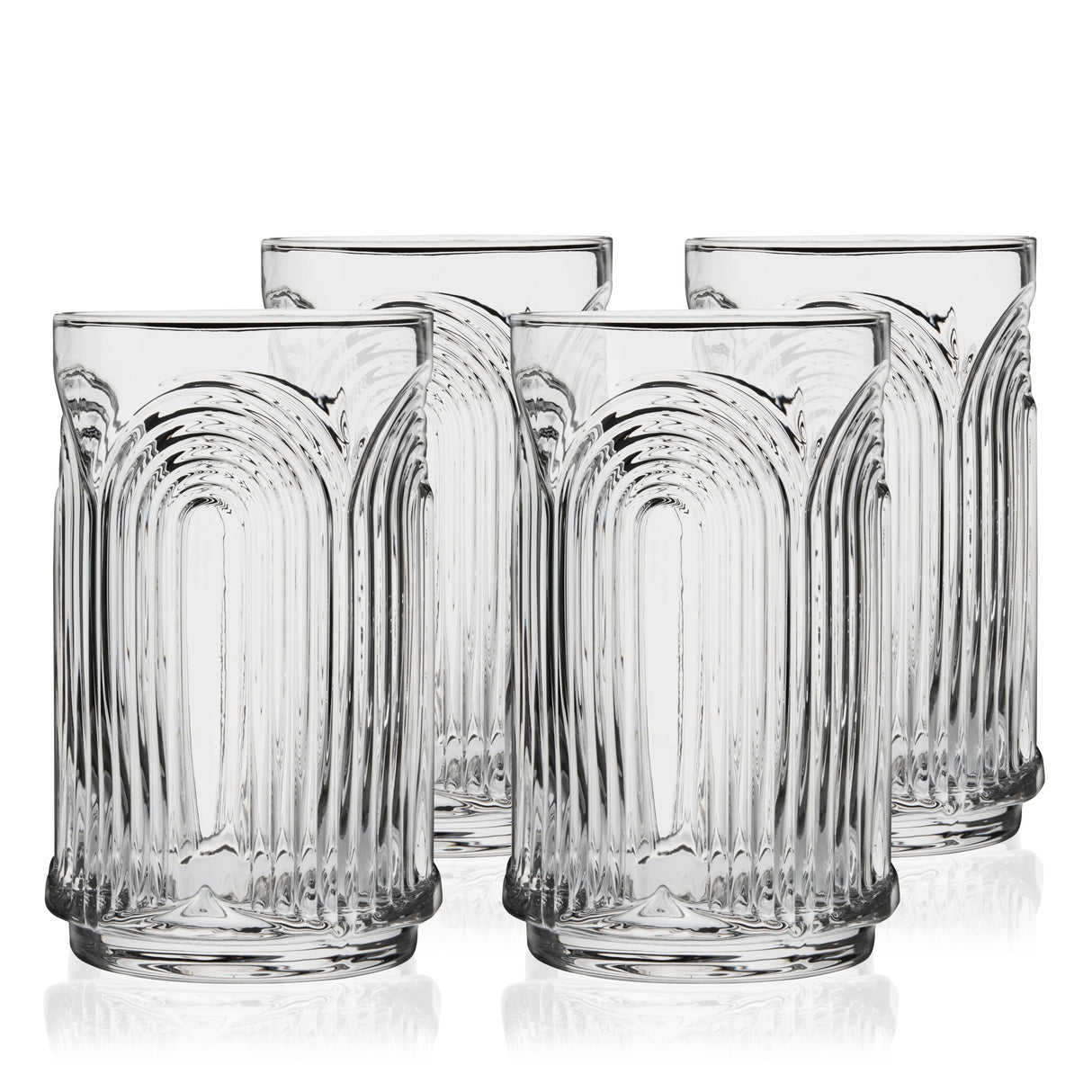 Deco Beau Crystal Highball Glasses, Set of 4