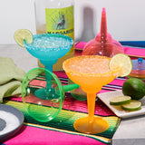 Party 12 oz Plastic Stemmed Margarita Cups in Assorted Neon, 12ct