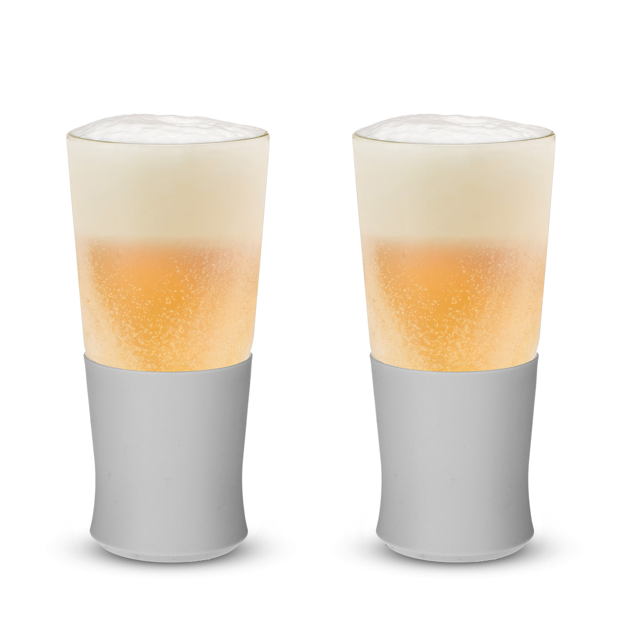 Glass FREEZE Beer Cooling Cup in Gray, Set of 2