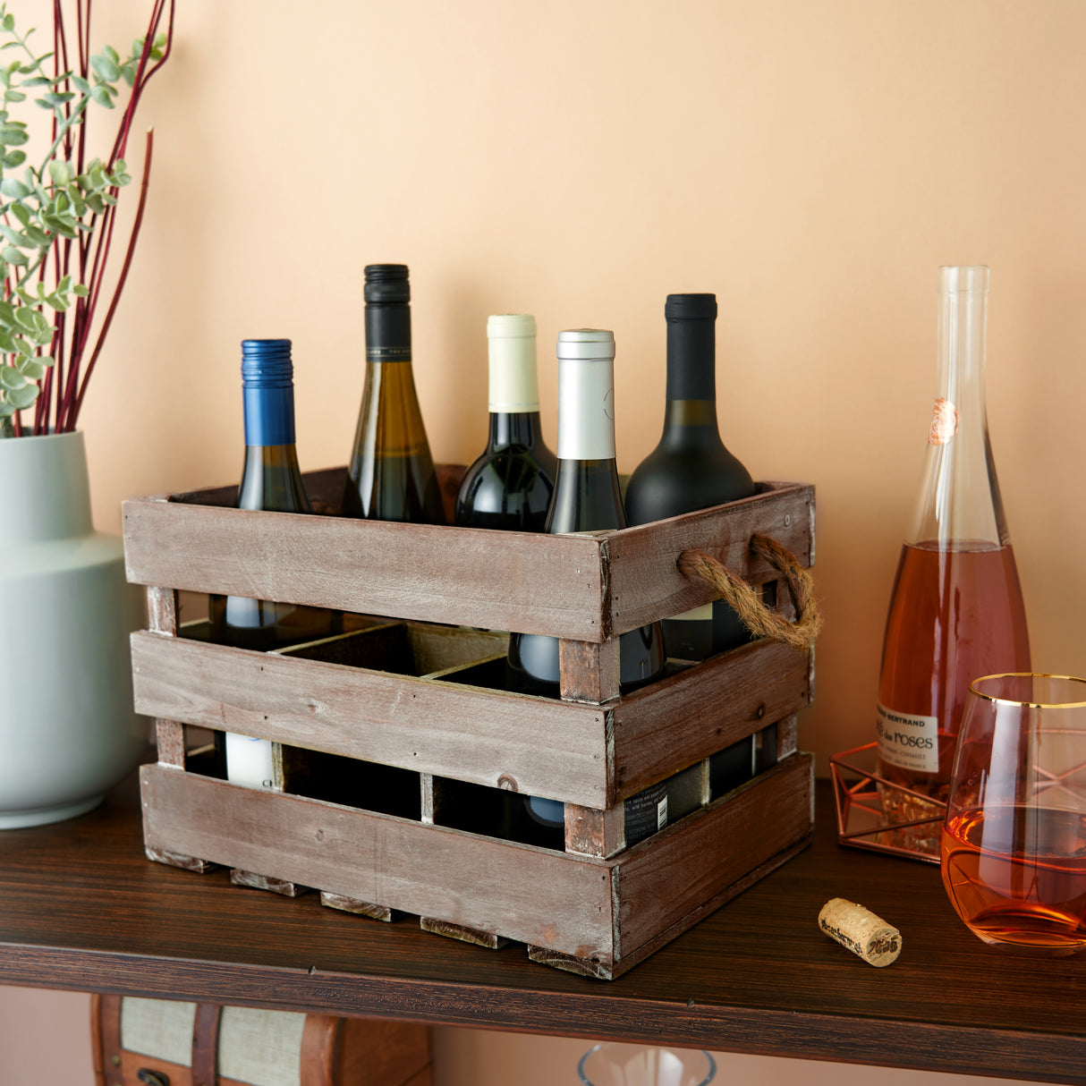 Wooden 6-Bottle Crate