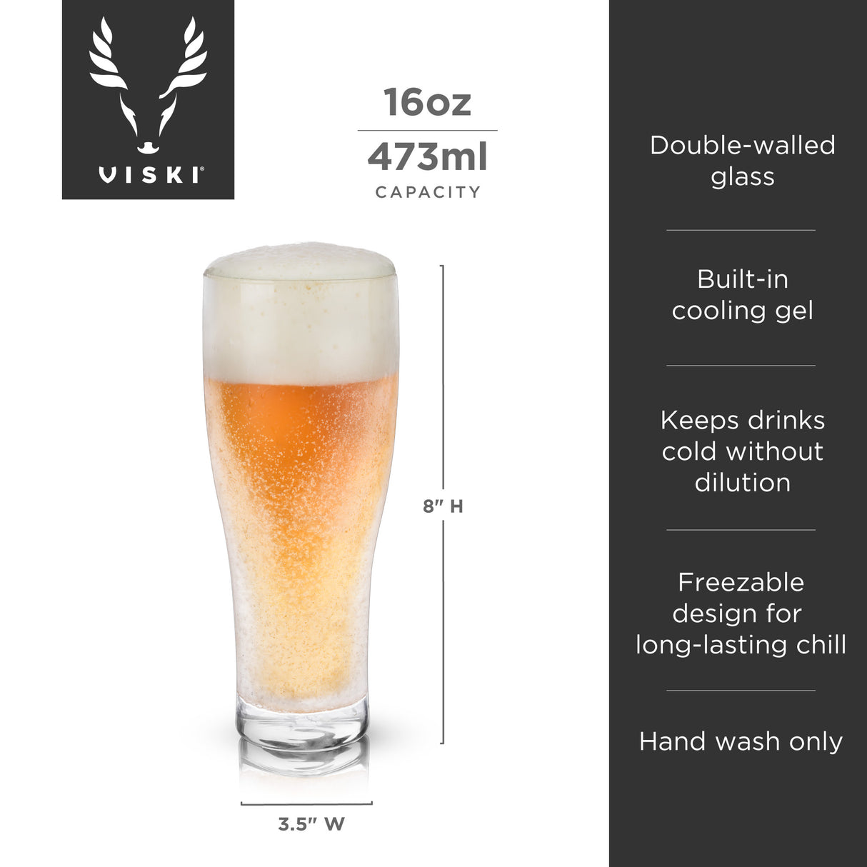 Glacier Double Walled Chilling Beer Glass