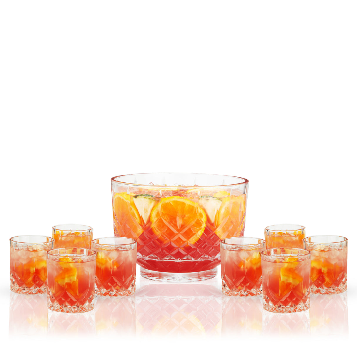 Admiral Crystal 9-Piece Punch Bowl & Tumbler Set