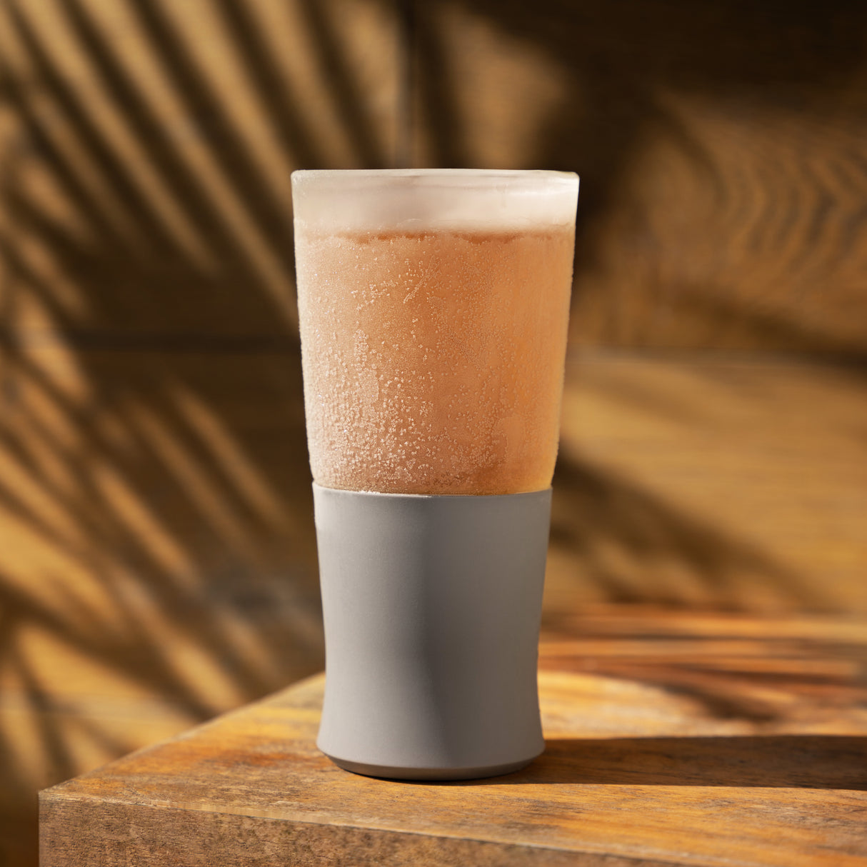 Glass FREEZE Beer Cooling Cup in Gray, Set of 2