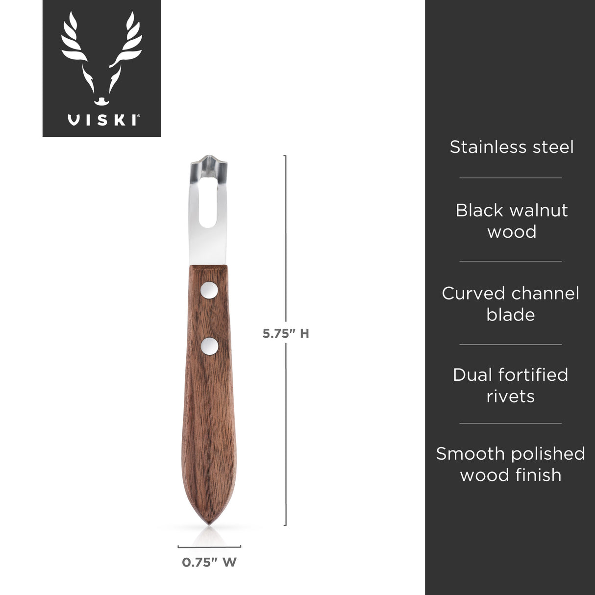 Viski Professional Channel Knife with Walnut Wood Handle