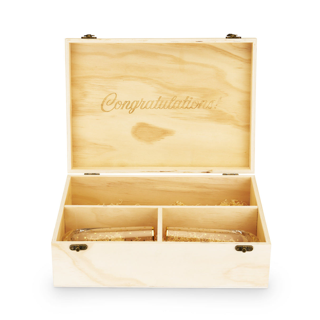 Celebrate Wood Champagne Box & Flutes Set