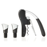 Lever Corkscrew and Stoppers, Set of 3