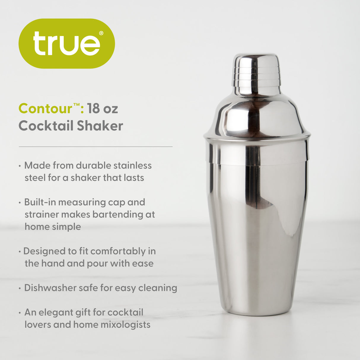 Contour 18 oz Cocktail Shaker in Stainless Steel