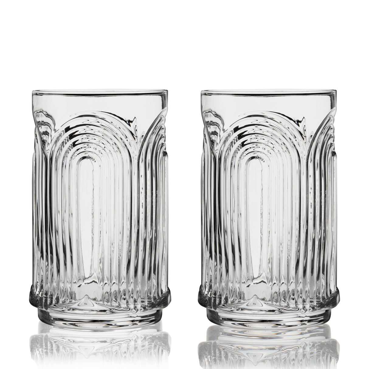 Deco Beau Crystal Highball Glasses, Set of 2