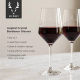 Raye Crystal Angled Bordeaux Glasses, Set of 2