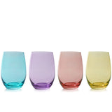 Vino Stemless Wine Glasses in Assorted Colors, Set of 4