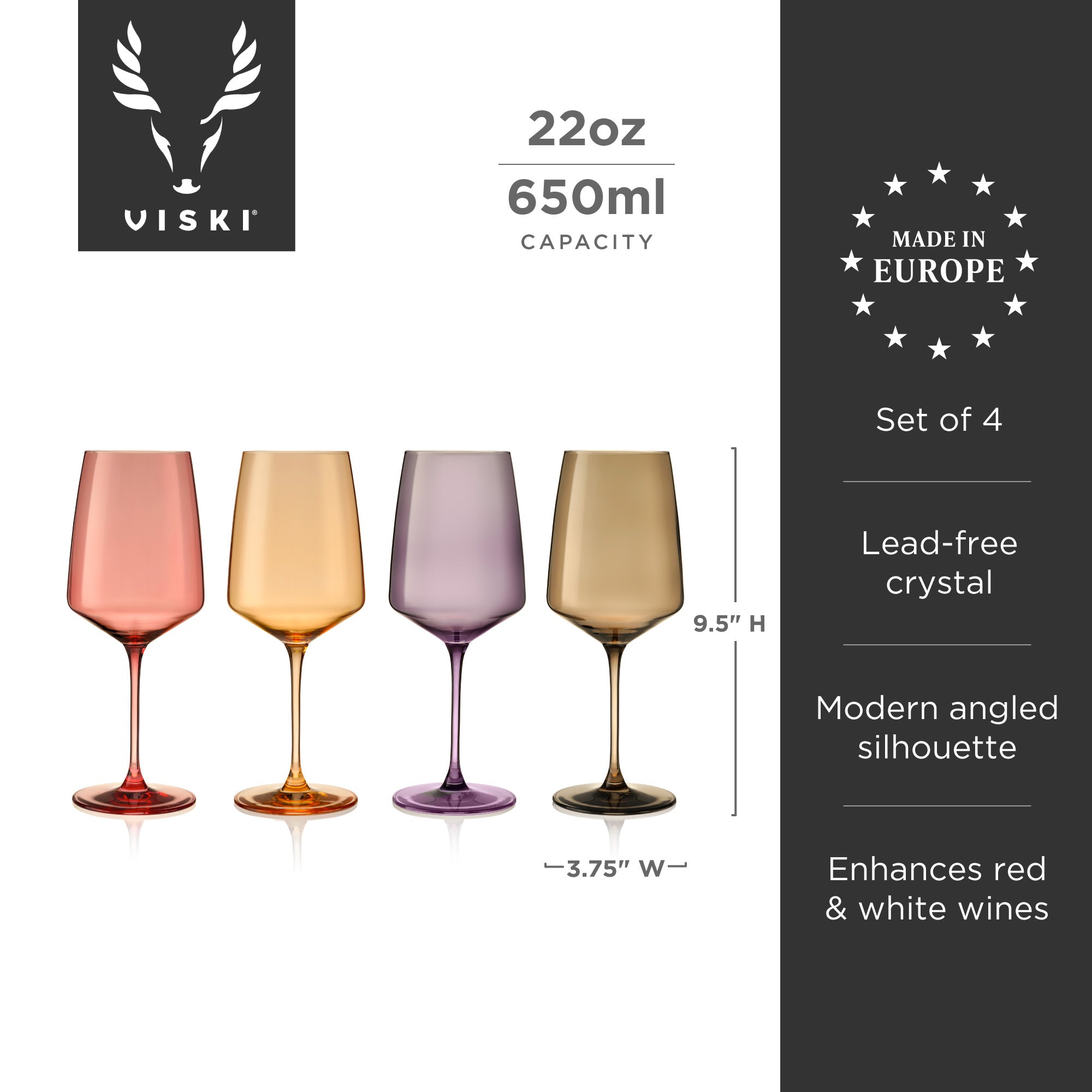 Reserve Nouveau Crystal Wine Glasses in Daybreak, Set of 4 - Thumbnail 4