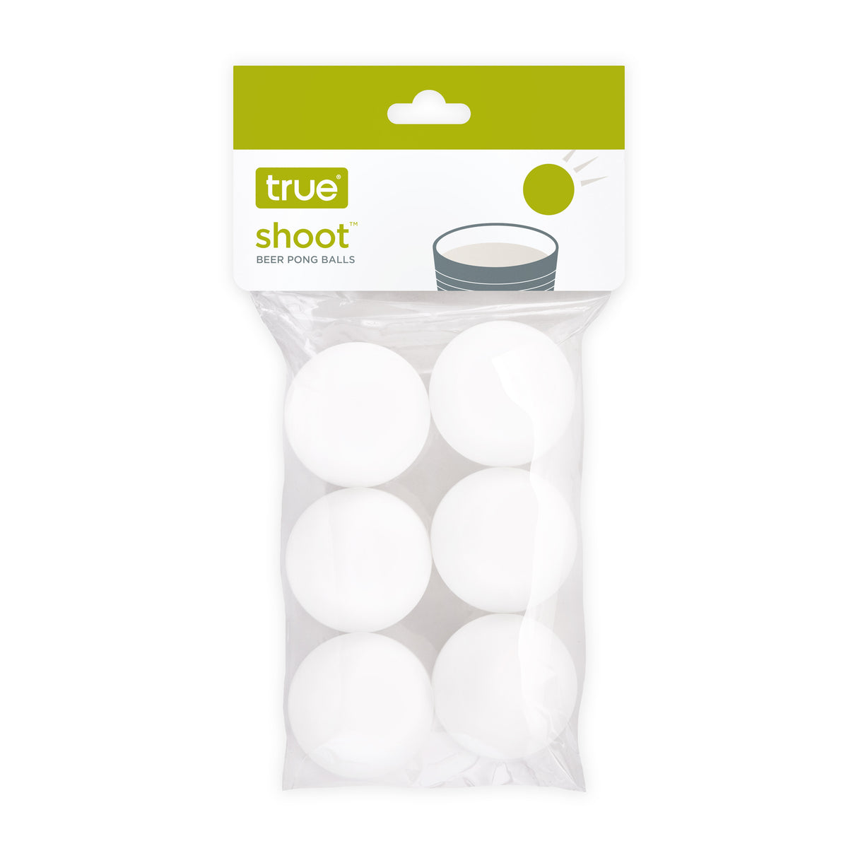 Party Beer Pong Balls in White, Set of 6