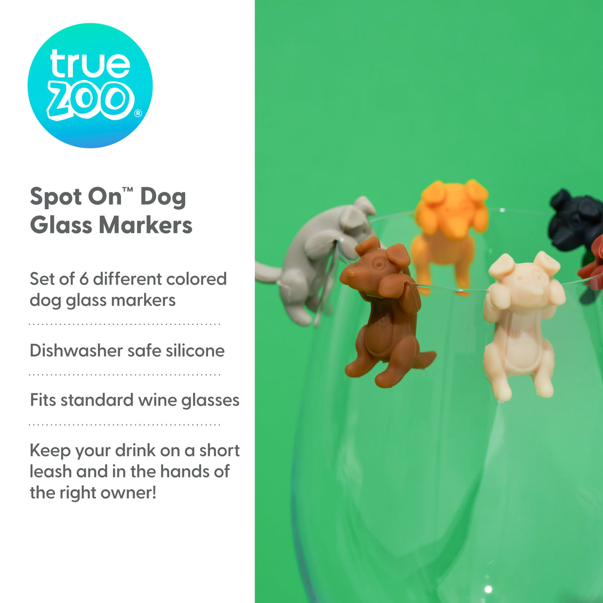 TrueZoo Spot On Dog Silicone Drink Marker, Set of 6, CDU 12ct