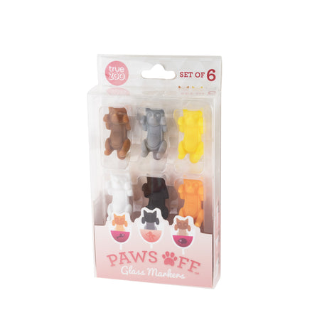 TrueZoo Paws Off Cat Silicone Drink Marker, Set of 6, CDU 12ct